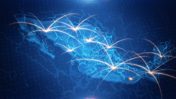 Map of The Mexico With The Animated Background 4K alt