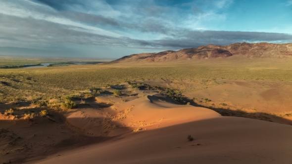 Panorama Of Colorful Dune Mountains At Altyn-Emel National Park
