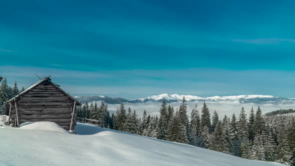 Clouds Move in Carpathian Mountains