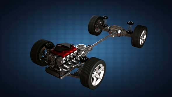 Car Chassis With Engine
