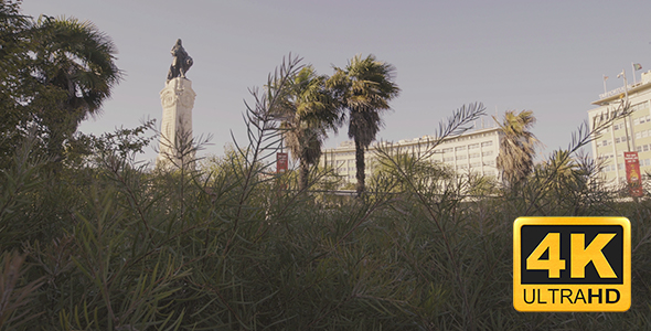 Marques de Pombal Roundabout and Statue in Lisbon, Portugal