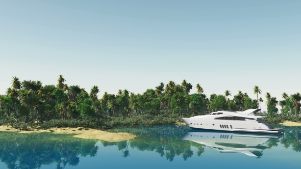Yacht Near Tropical Island
