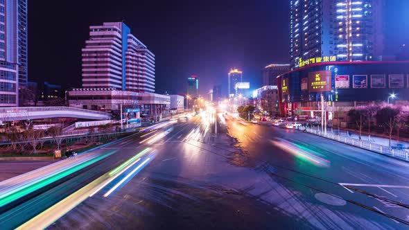 Timelapse of Wuhan city .Panoramic skyline and buildings