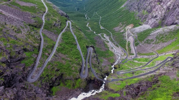 Troll's Path Trollstigen Or Trollstigveien Winding Mountain Road