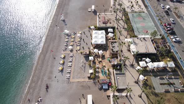 Aerial View of the Beach at the Seaside Resort Town, Turkey