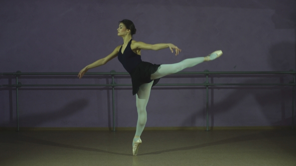 Beautiful Graceful Dancer Performs Elements Of Ballet
