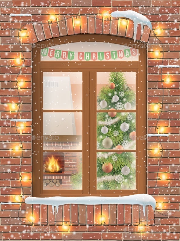 Christmas Interior Through Window