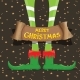 Merry Christmas Card with Cartoon Elf Legs - GraphicRiver Item for Sale