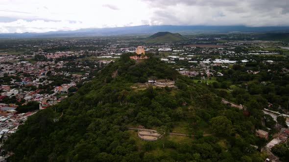 View of church and town in central mexico valley