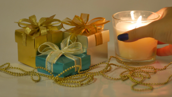 Gift Box And Candle