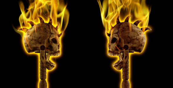 Burning Skull Torch - Pole and Gate - I - Side - Pack of 2