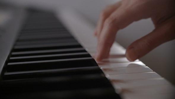 Female Hand Playing Electric Keyboard