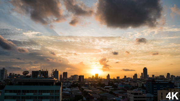 Sunset In Downtown City