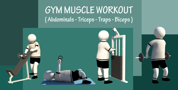 Gym Muscle Workout (Abdominals-Triceps-Traps-Biceps)