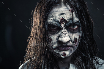 ce against the black background. Halloween. Scary.