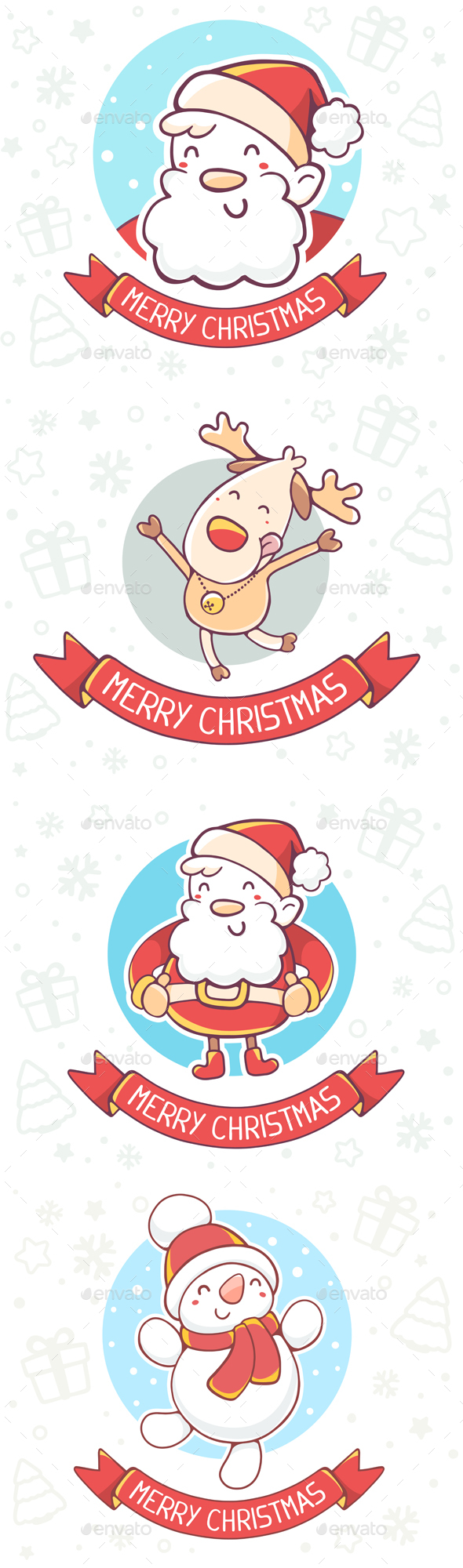 Snowman, Santa Claus and Christmas Reindeer