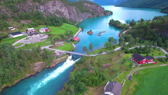 Lovatnet Lake Beautiful Nature Norway.