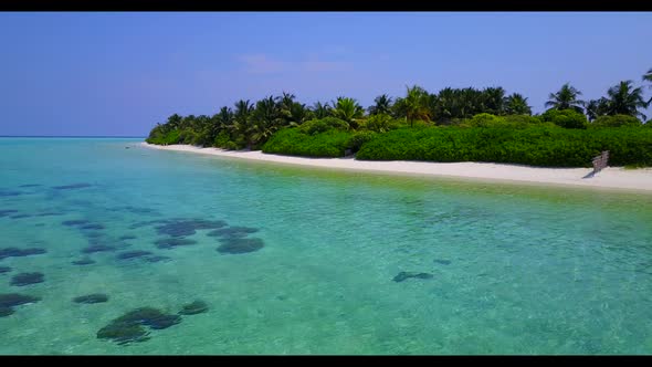 Aerial top view nature of tropical lagoon beach lifestyle by blue ocean and white sand background of