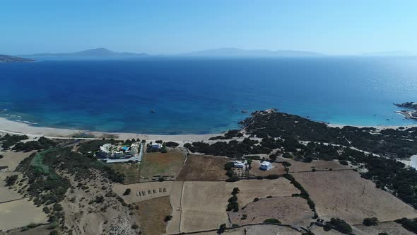 Naxos island in the Cyclades in Greece seen from the sky