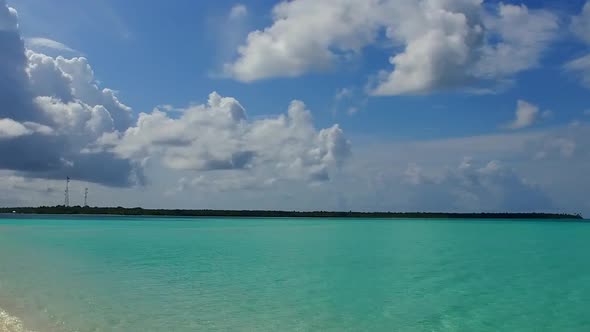 Empty scenery of exotic sea view beach by blue ocean and sand background after sunrise