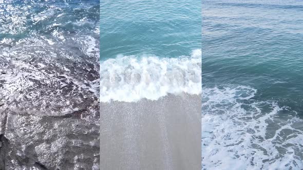 Three in One Vertical Video of the Sea Near the Shore