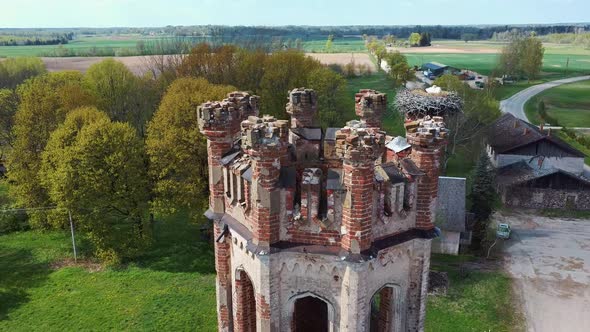 Destroyed Odzienas Castle in Latvia, Detail of the Ancient Castle. Concept of Travel 4K Video