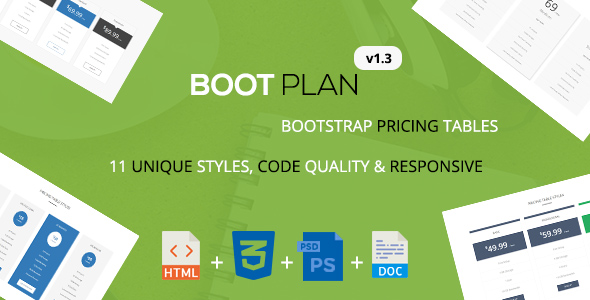 Bootplan - responsywne tabele cenowe Bootstrap | wersja 1.3