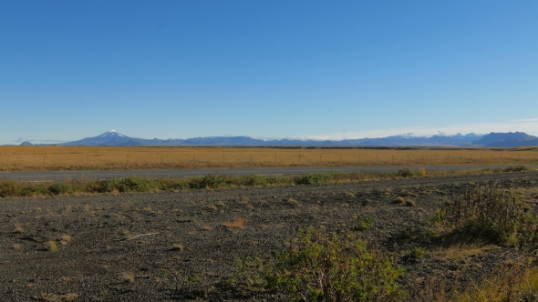 Beautiful Landscape Of Icelandic Volcanoes And Lava Field Seeded