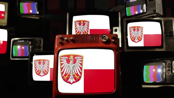 Flag of Frankfurt, Germany, on Retro TVs.