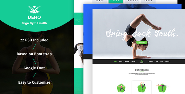 DEHO - Yoga, Gym & Health Related PSD Template