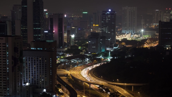 Night Transport Traffic In Kuala Lumpur, Malaysia