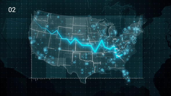 Pack of Two Decreases Diagrams on the Map of USA 4K alt