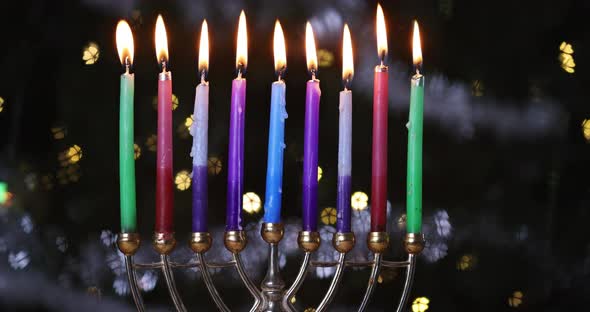 Hanukkah Jewish Holiday with Menorah Traditional Candelabra
