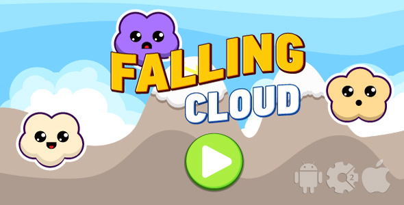 Falling cloud - HTML5 game + mobile. Cocoon ADS. Construct 2 (.capx)