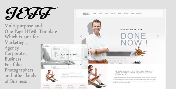 Jeff - OnePage and Multipage Creative , Corporate Agency, Business and Portfolio  HTML Template