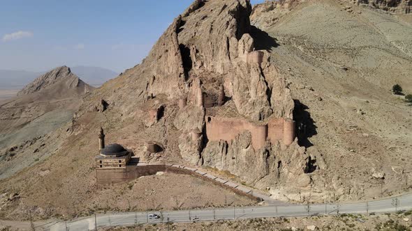 aerial old Dogubeyazit castle ruins