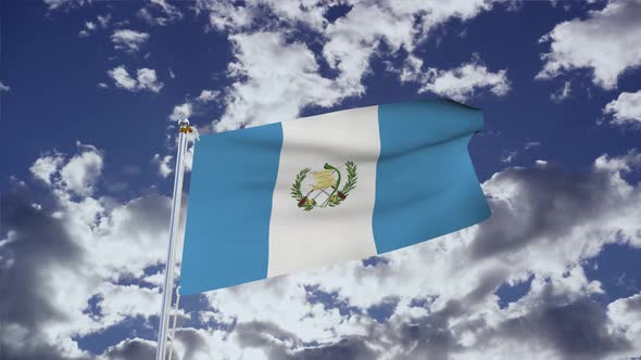 Guatemala Flag With Sky 4k