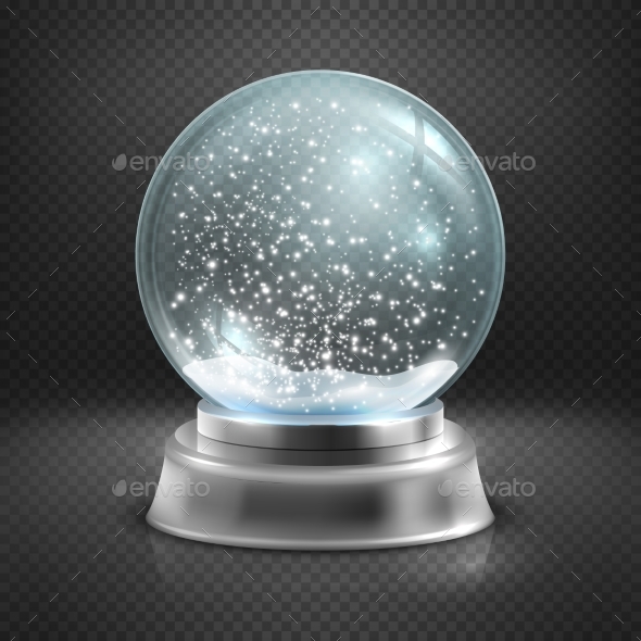 Christmas Snow Globe Isolated On Transparent