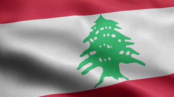 Lebanon Flag Seamless Closeup Waving Animation