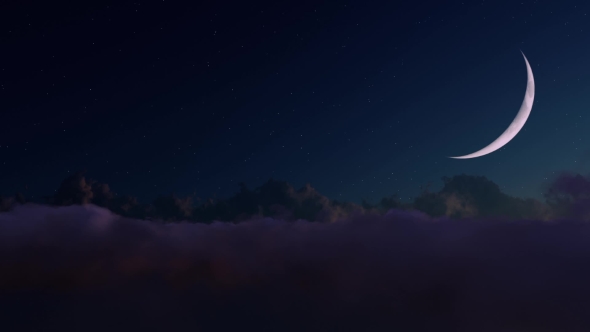 Flying Above The Clouds At Night