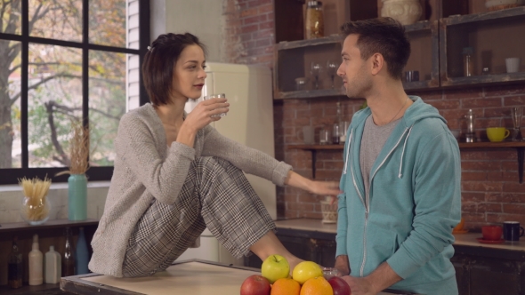 Newlyweds Spend Time In Apartment.