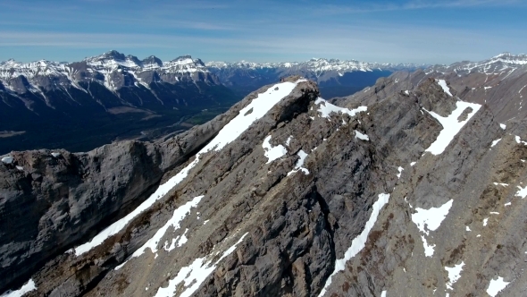 Aerial Flyby Of Peak Of Mountain