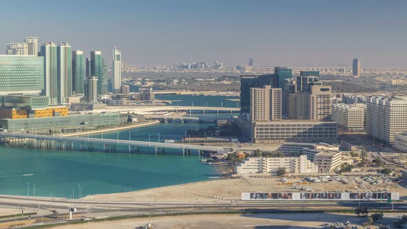 Aerial Skyline of Abu Dhabi City Centre From Above Timelapse