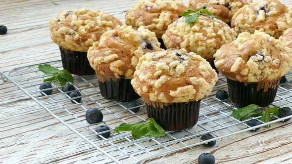 Sweet dessert with blueberry muffin