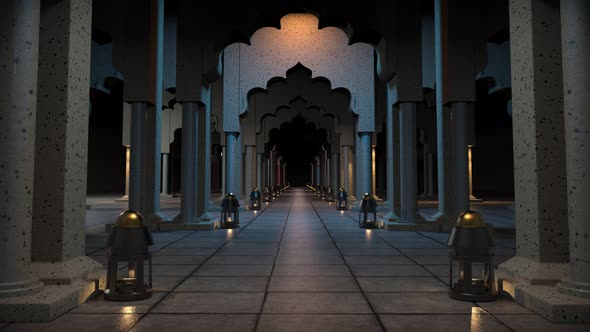 Ramadan Background Of Islamic Architecture With Lanterns