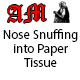 Nose Snuffing into Paper Tissue