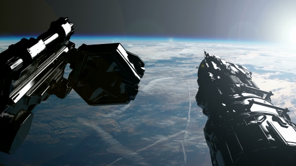 Space Station Orbiting Earth alt