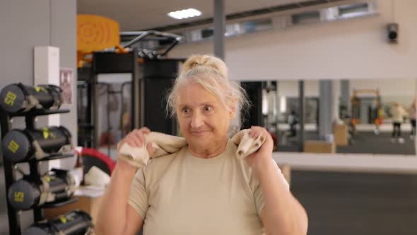 Portrait Old Woman in Gym