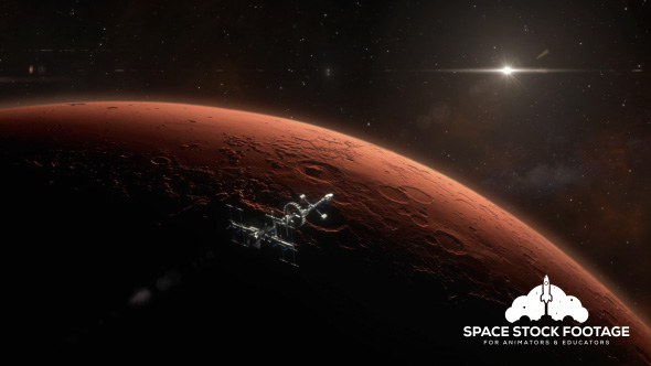 Spaceship Orbiting Mars
