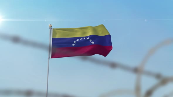 Venezuela Flag Behind Border